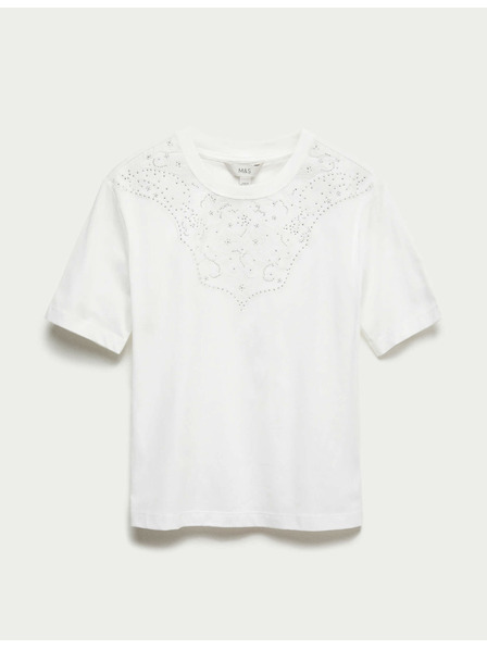 Marks & Spencer Verziertes Lucky T-Shirt aus reiner Baumwolle von Marks & Spencer in Weiß