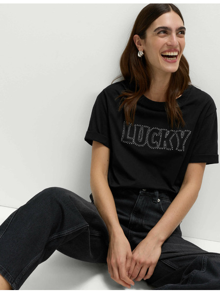 Marks & Spencer Verziertes Lucky T-Shirt aus reiner Baumwolle von Marks & Spencer in Schwarz