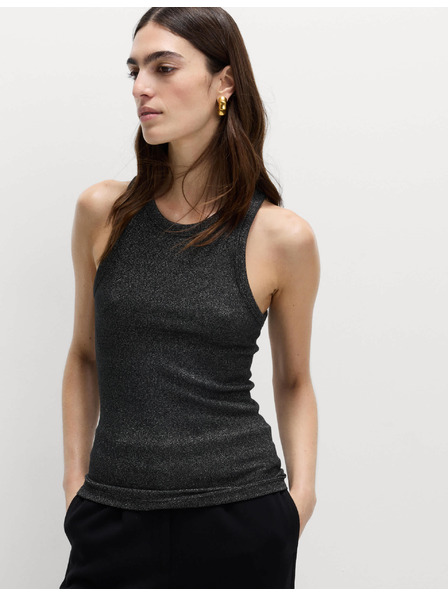 Marks & Spencer Glitzer-Top mit hohem Baumwollanteil Marks & Spencer schwarz