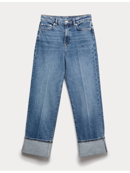 Marks & Spencer Jeans mit weitem, umgeschlagenem Bein und mittlerem Bund von Marks & Spencer navy
