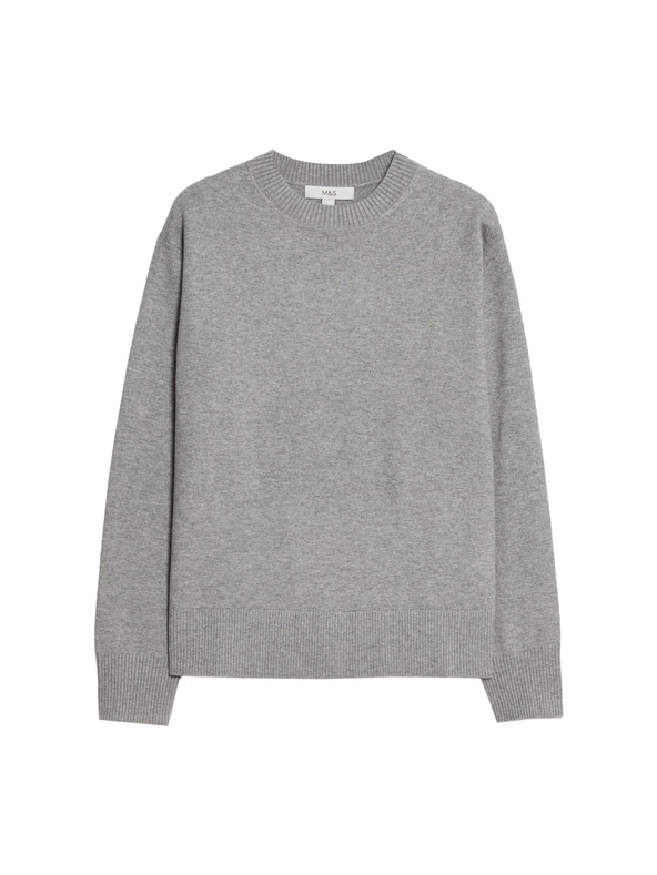 Marks & Spencer Pullover mit Kragen aus luftiger Garne von Marks & Spencer grau