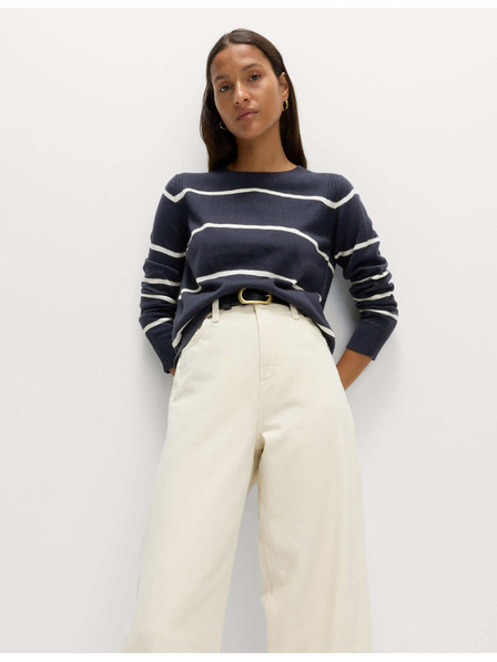 Marks & Spencer Extra weicher gestreifter Rundhals Pullover von Marks & Spencer navy