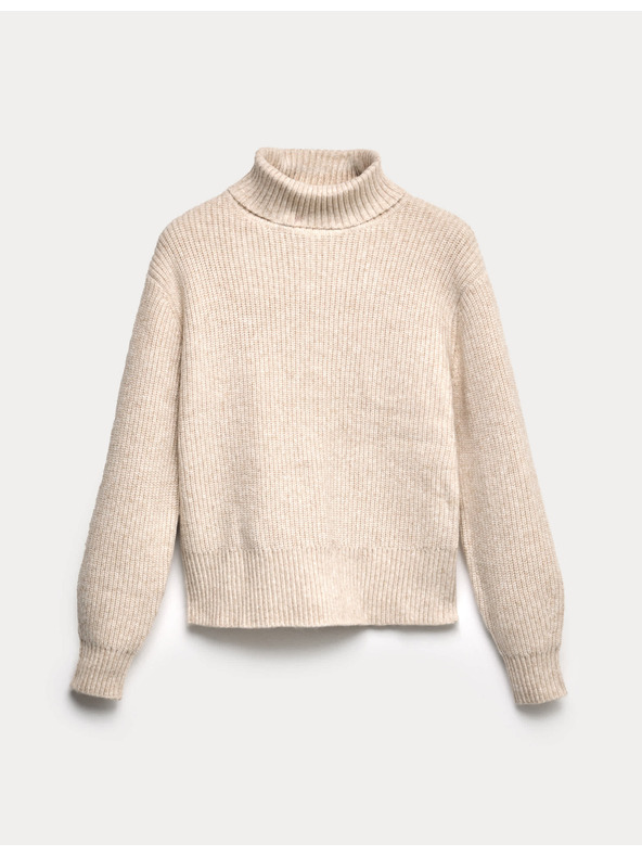 Marks & Spencer Gerippter Rollkragenpullover aus Wolkengarn von Marks & Spencer beige