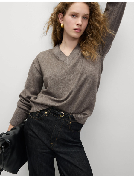 Marks & Spencer V-Ausschnitt Pullover aus Pelzgarn von Marks & Spencer braun