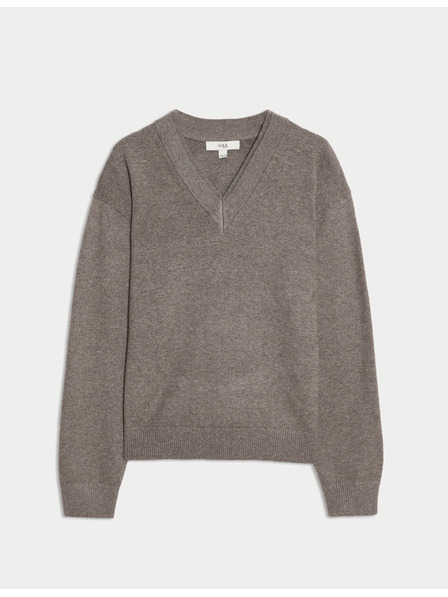 Marks & Spencer V-Ausschnitt Pullover aus Pelzgarn von Marks & Spencer braun