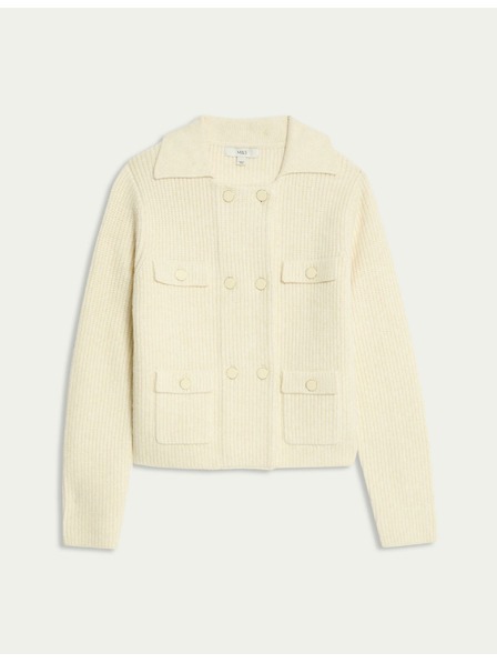 Marks & Spencer Gestrickte Jacke mit Flauschfasern und dekorativen Taschen von Marks & Spencer creme