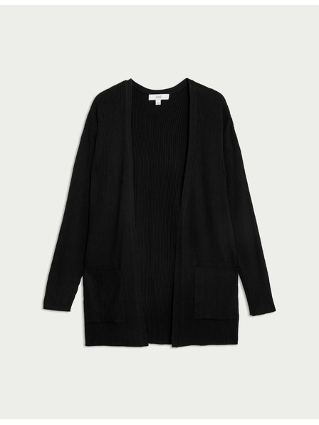 Marks & Spencer Langer gerippter Cardigan ohne Verschluss von Marks & Spencer schwarz