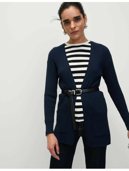 Marks & Spencer Langer gerippter Cardigan ohne Verschluss von Marks & Spencer navy