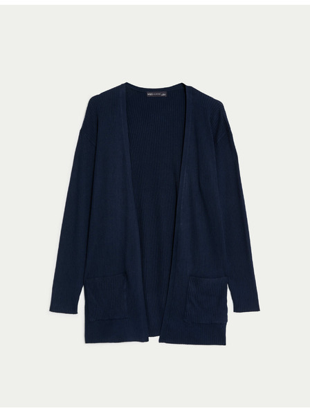 Marks & Spencer Langer gerippter Cardigan ohne Verschluss von Marks & Spencer navy