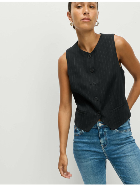 Marks & Spencer Gestreifte Weste ohne Kragen Marks & Spencer marineblau