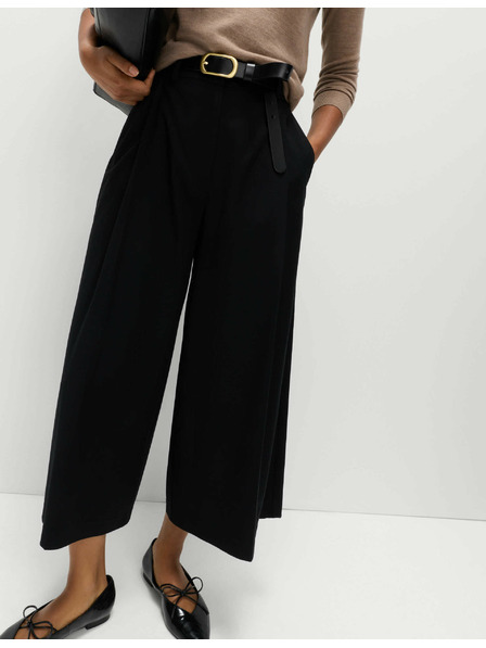 Marks & Spencer Gewebte plissierte Hosenrock mit weitem Bein Marks & Spencer schwarz