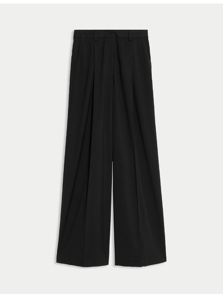 Marks & Spencer Plissierte Hose mit weitem Bein Marks & Spencer schwarz