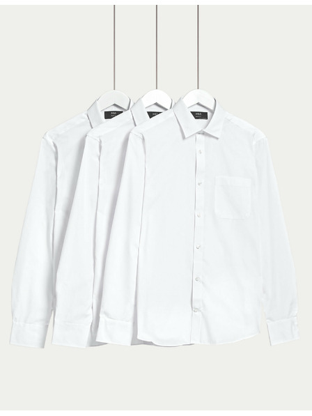 Marks & Spencer Marks & Spencer Langarmhemd slim fit, 3 Stück pro Packung weiß