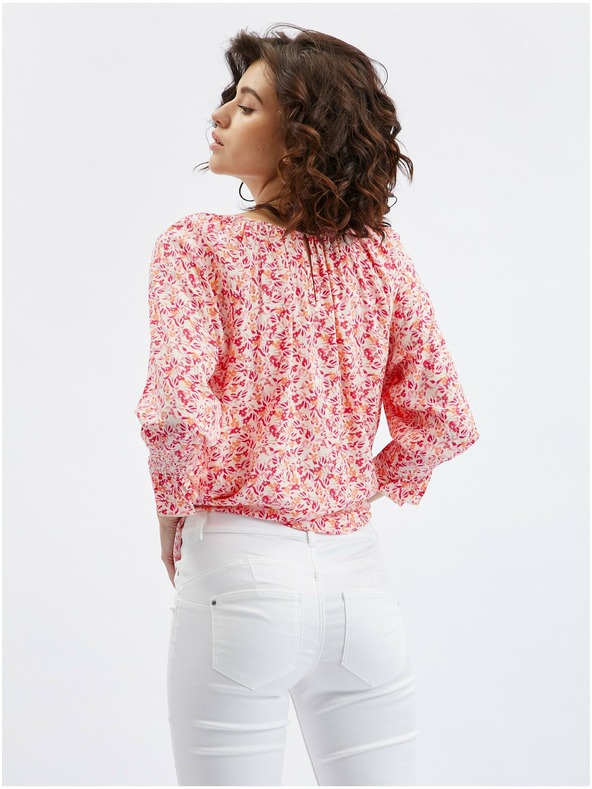 Orsay Rosa-orangefarbene Damen Blumenmuster Bluse ORSAY