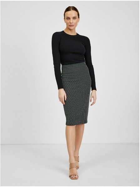 Orsay Weiß-schwarzer Damen-Musterrock ORSAY