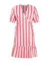Orsay Rosa gestreiftes Leinen Wickelkleid ORSAY