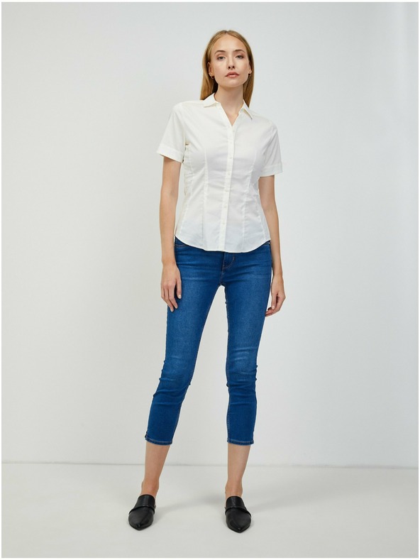 Orsay Cremefarbene Kurzarmbluse ORSAY