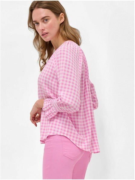 Orsay Rosa karierte Langarm-Bluse ORSAY