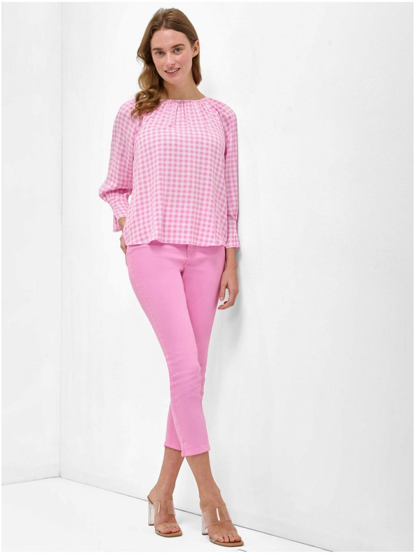 Orsay Rosa karierte Langarm-Bluse ORSAY