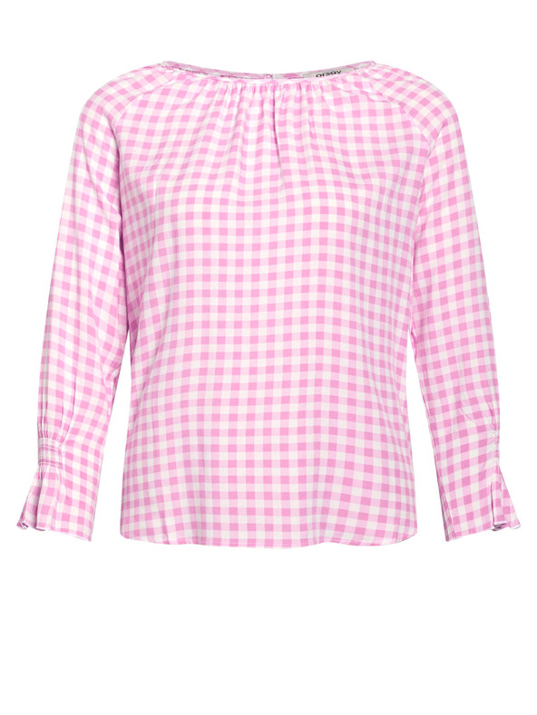 Orsay Rosa karierte Langarm-Bluse ORSAY