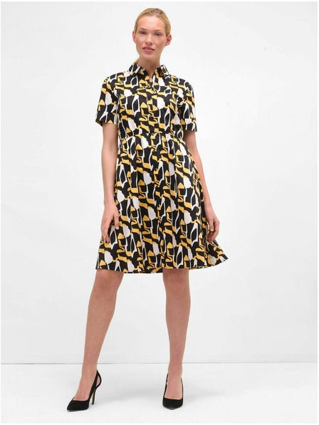 Orsay Gelb-schwarze gemusterte Hemdblusenkleid ORSAY