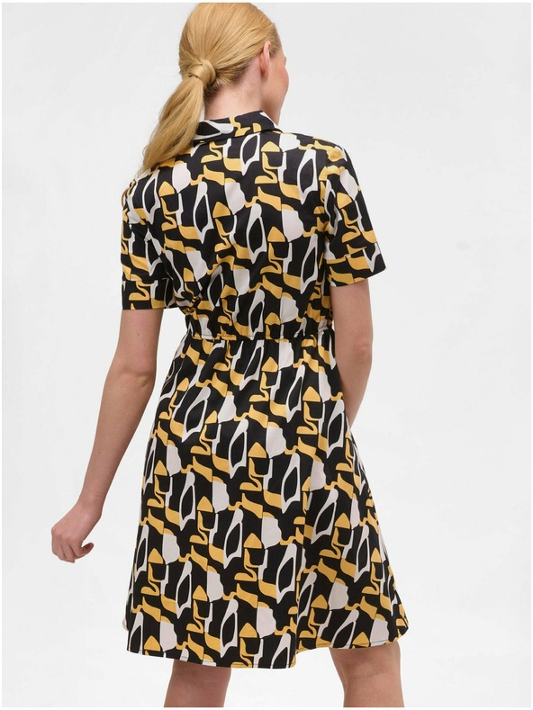 Orsay Gelb-schwarze gemusterte Hemdblusenkleid ORSAY