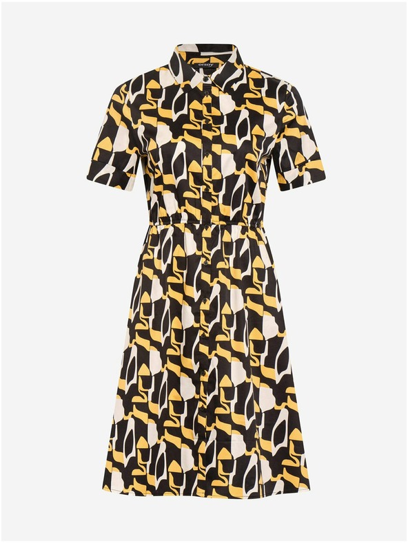 Orsay Gelb-schwarze gemusterte Hemdblusenkleid ORSAY