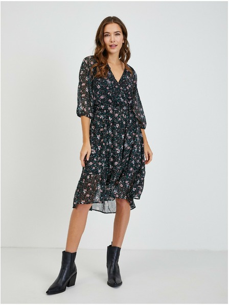 Orsay Schwarzes Damen-Blumenkleid mit Bindung ORSAY