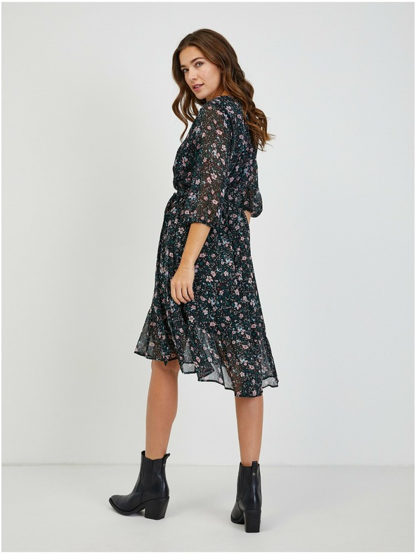 Orsay Schwarzes Damen-Blumenkleid mit Bindung ORSAY