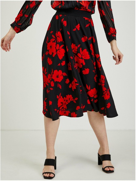 Orsay Rot-schwarzer Damen Blumenrock ORSAY