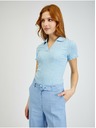 Orsay Hellblaues Damen-Ripp-Poloshirt ORSAY