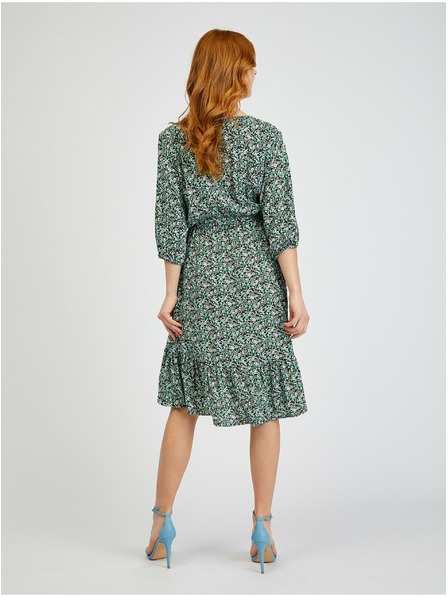 Orsay Grünes gemustertes Damenkleid mit Krawatte ORSAY