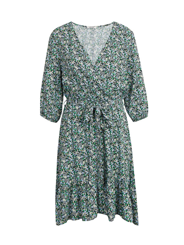 Orsay Grünes gemustertes Damenkleid mit Krawatte ORSAY