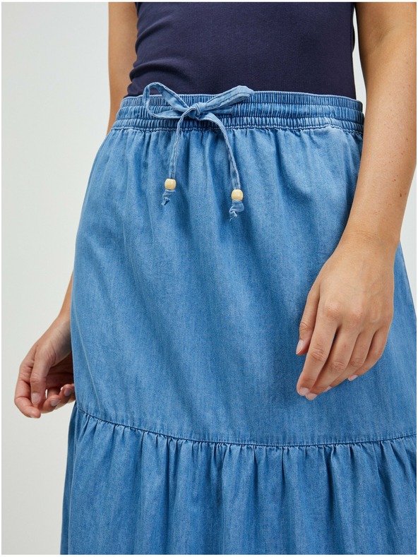 Orsay Blauer Maxirock aus Denim mit Rüschen ORSAY