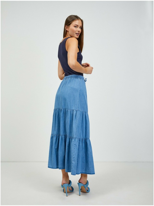 Orsay Blauer Maxirock aus Denim mit Rüschen ORSAY