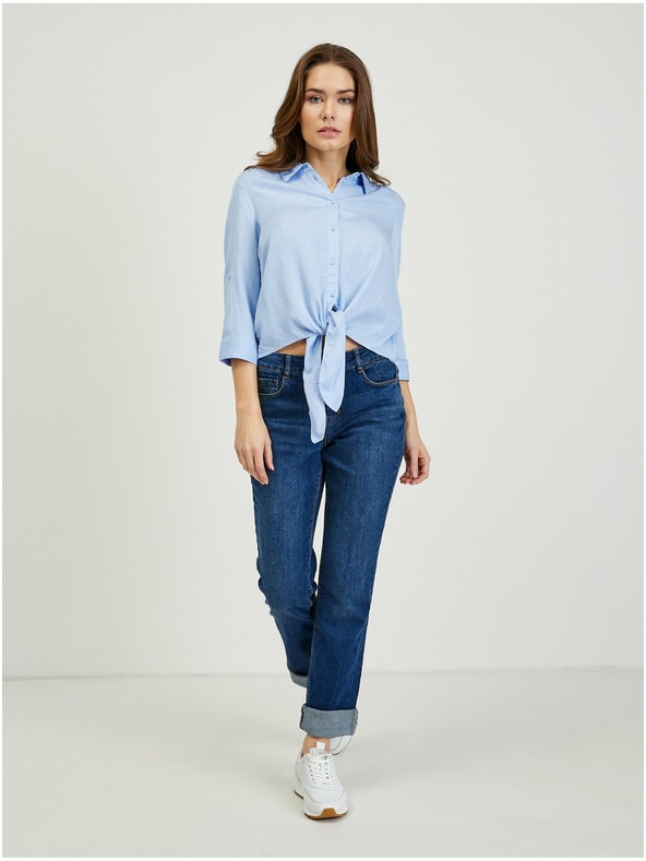 Orsay Hellblaue Damenbluse mit Knoten von ORSAY