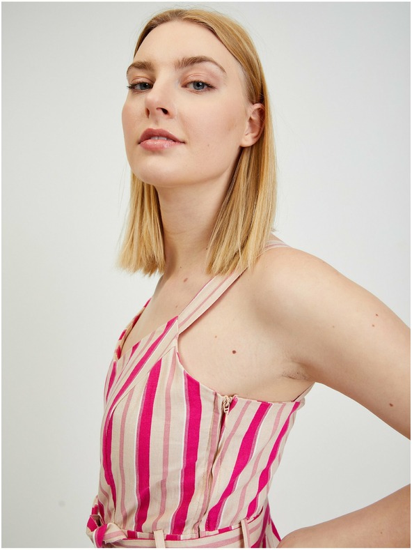 Orsay Beiger-rosafarbener Damen Leinen Overall ORSAY Los Angeles