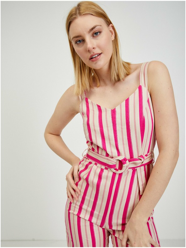 Orsay Beiger-rosafarbener Damen Leinen Overall ORSAY Los Angeles