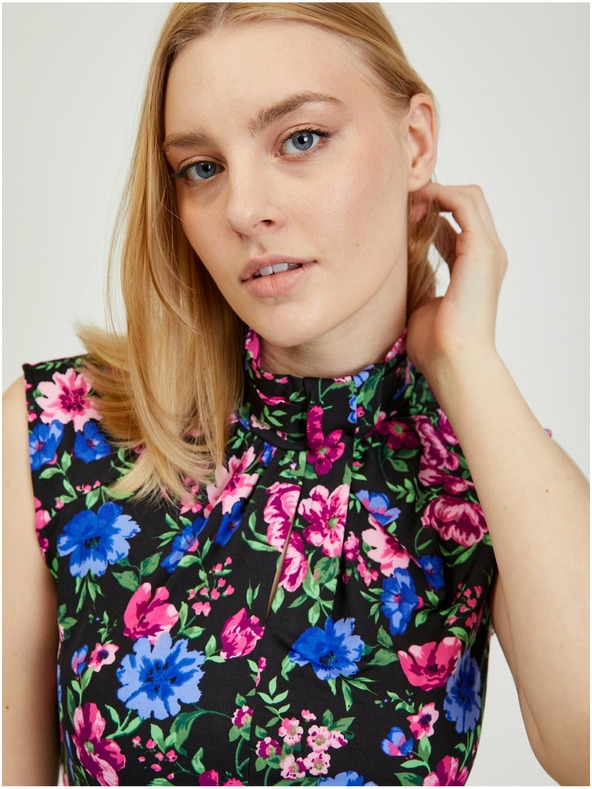 Orsay Schwarzes geblümtes Damen Etuikleid ORSAY