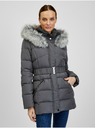 Orsay Dunkelgraue Damen-Winter-Steppjacke mit Gürtel ORSAY