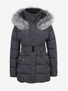 Orsay Dunkelgraue Damen-Winter-Steppjacke mit Gürtel ORSAY