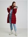 Orsay Burgunderroter Damen Daunen-Wintermantel mit Kapuze und Kunstpelz