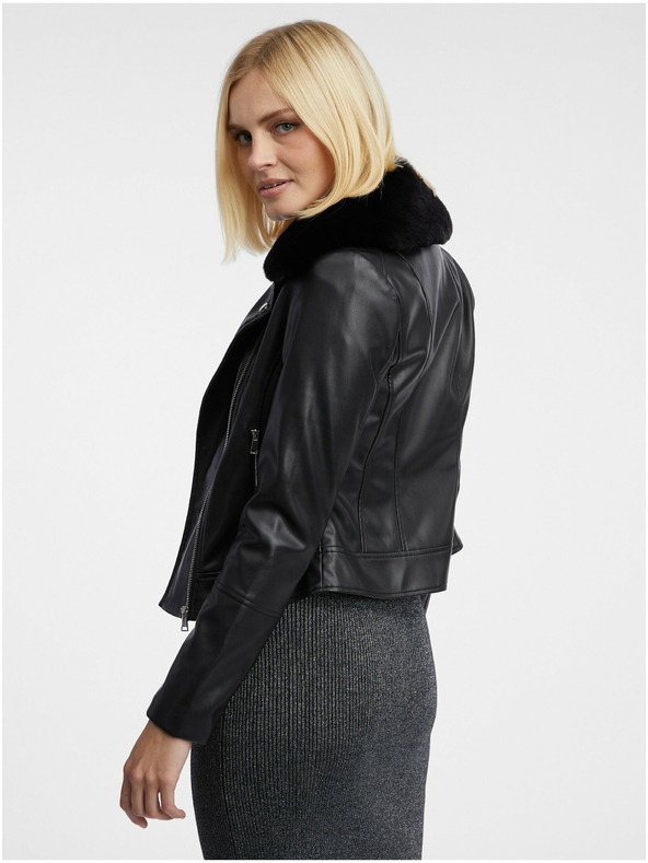 Orsay Schwarze Damen-Kunstpelz-Jacke ORSAY