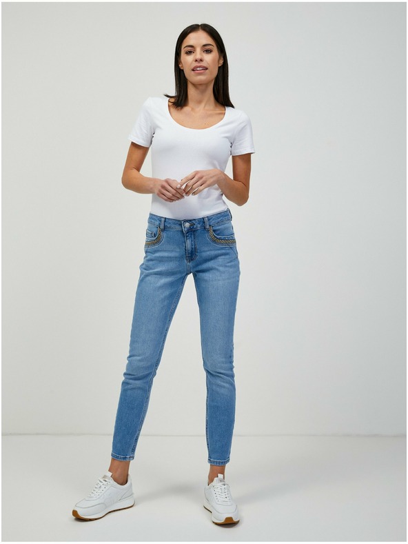 Orsay Hellblaue abgeschnittene Skinny Fit Jeans ORSAY