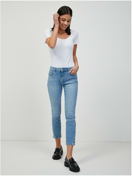 Orsay Hellblaue abgeschnittene Skinny Fit Jeans ORSAY