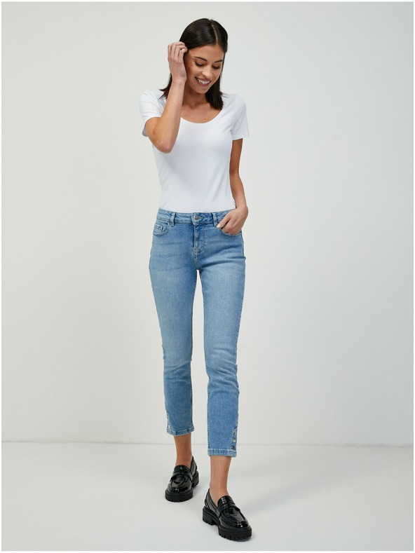 Orsay Hellblaue abgeschnittene Skinny Fit Jeans ORSAY