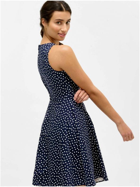 Orsay Dunkelblaues gepunktetes Kleid ORSAY