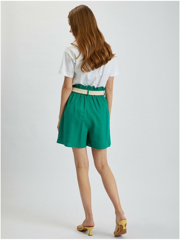 Orsay Grüne Damen-Leinen-Shorts ORSAY