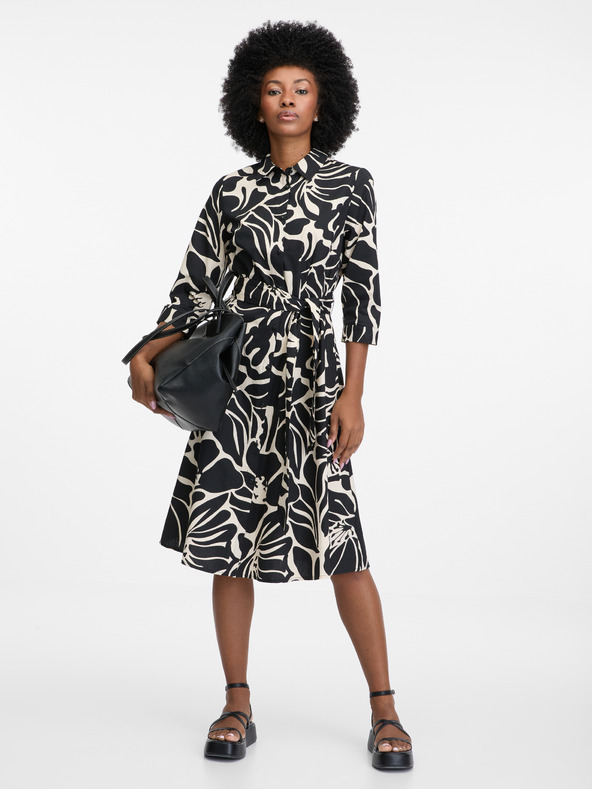 Orsay Schwarzes gemustertes Damen-Hemdblusenkleid von ORSAY