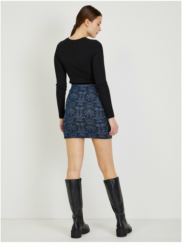 Orsay Dunkelblauer gemusterter Damenminirock ORSAY